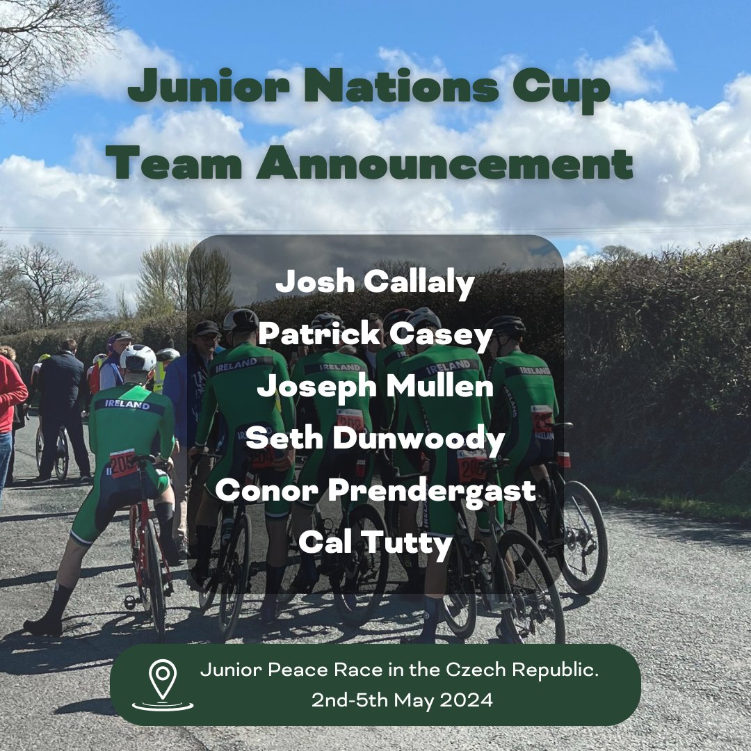 National Development Coach Michael Black has named a team of six riders to represent Ireland in the 52nd edition of the Junior Peace Race in the Czech Republic 🇨🇿 We wish the riders the very best of luck. Make sure to follow CI for updates! 🔗 cyclingireland.pulse.ly/m278tmcarx