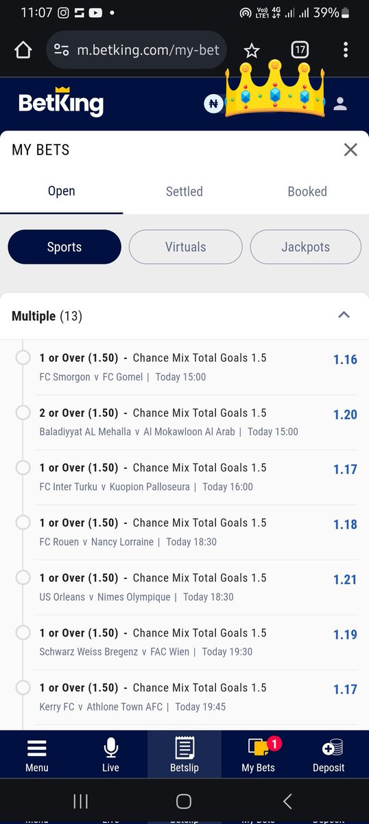 FAVORITES CHANCE MIX on @BetKingNG 👑

Code 👉 C5UJN

Register&Play 👉 betking.com

Download App 👉 bking.me/AndroidApp

Telegram 👉 t.me/DauForever

WhatsApp 👉 whatsapp.com/channel/0029Va…

#ThatBetKingFeeling