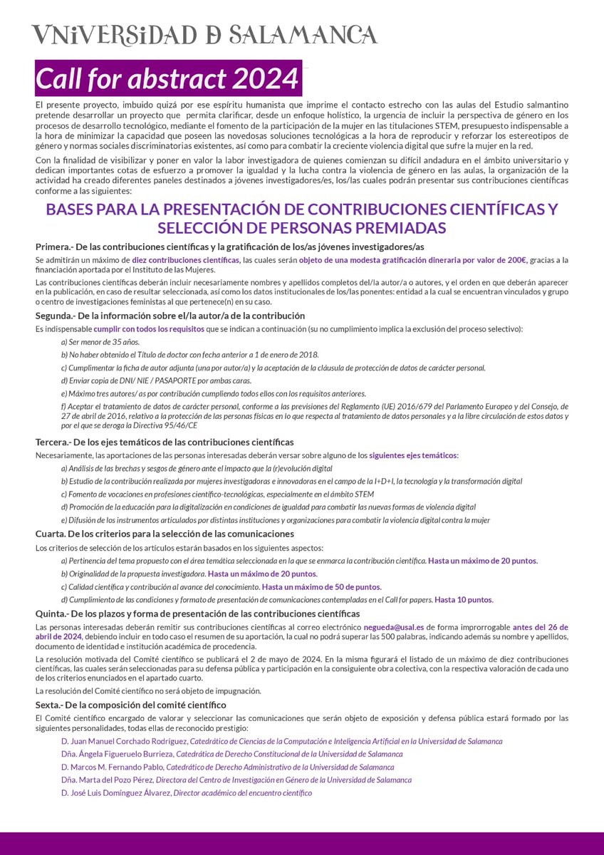 Negueda_Usal's tweet photo. 🆕 ¡Ya tenemos el programa definitivo!
👾 Repensando el elemento tecnológico en clave de igualdad: hacia el humanismo digital 💜
🔹 9 y 10 de mayo 
🔹 Facultad de Derecho 
¡Estáis a tiempo de inscribiros y mandar vuestras comunicaciones! 
👉 https://t.co/3WQgv0hFQd https://t.co/fbMZCtdCK8