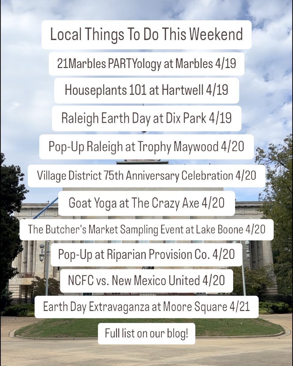 ShopLocRaleigh's tweet photo. Who else is ready for the weekend?🙋♀️ Whether you’re checking out Earth Day celebrations or perusing a pop-up market, there are plenty of local things to do around Raleigh this weekend!🥳
Check out the full list: https://t.co/26X0TjlcHA https://t.co/K7tSPYH08D