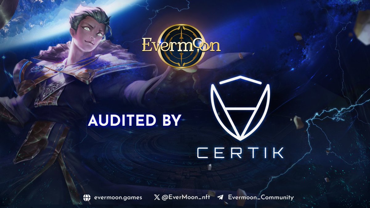 Evermoon audited by <a href="/CertiK/">CertiK</a> !

We're building a game where you can focus on fun and strategy, not scams.

🛡️Certik's audit reinforces our commitment to a thriving and protected community, ensuring a secure and fair web3 MOBA experience for everyone to enjoy, trade and earn 🙌