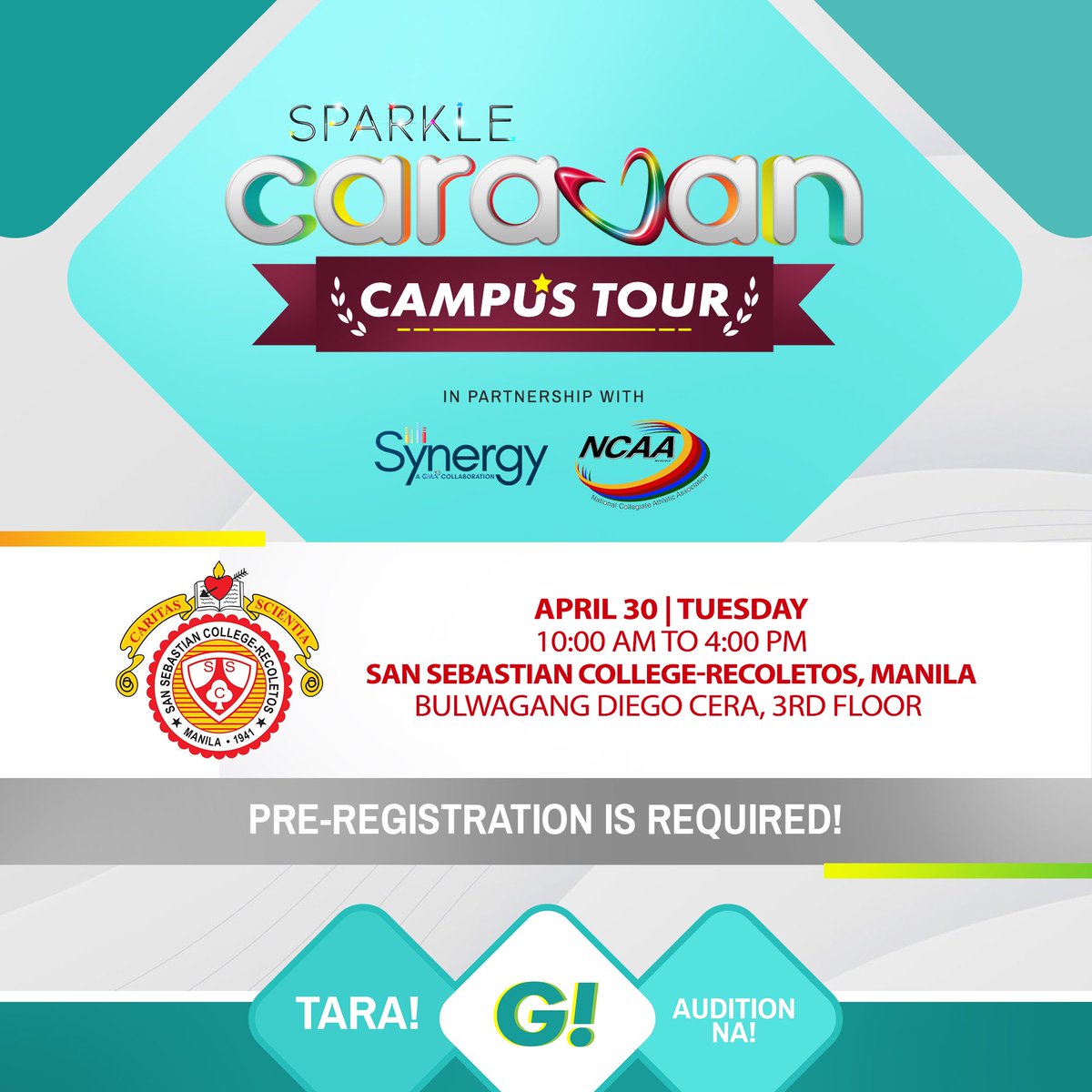 Hey there, students of San Sebastian College - Recoletos, Manila! ✨ Brace yourselves because the #SparkleCaravan Campus Tour is making its way to your campus!