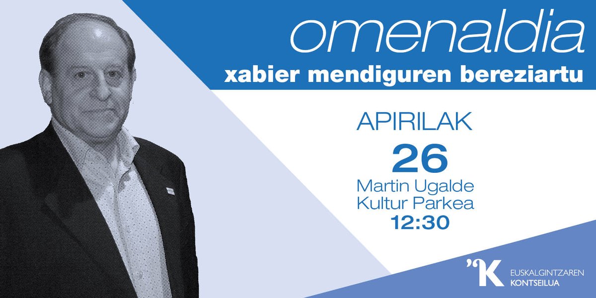 🌹 XABIER MENDIGUREN BEREZIARTURI OMENALDIA Apirilaren 26an, ostiralarekin, Kontseiluko lehenengo idazkari nagusiaren omenezko ekitaldia egingo dugu, 12:30ean Martin Ugalde Kultur Parkean (Andoain). Atsegin handiz gonbidatu nahi zaituztegu omenaldira.