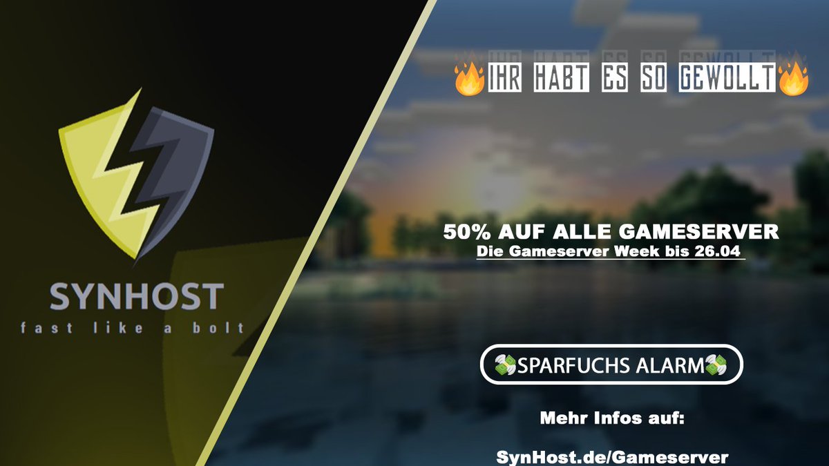 SynHost_de's tweet photo. 🔥GAMESERVER WEEK🔥
Sichere dir 50% Rabatt auf alle Gameserver und die gesamte Laufzeit!

Was wir dir bieten:
🚀Bis zu 16 GB RAM
🔥Fair-Use CPU
💾Bis zu 100 GB NVMe Speicherplatz
🛡️Inklusive Premium DDoS Protection &amp; Fair-Use Traffic

https://t.co/enm838xS4U https://t.co/OORcl6pHv4