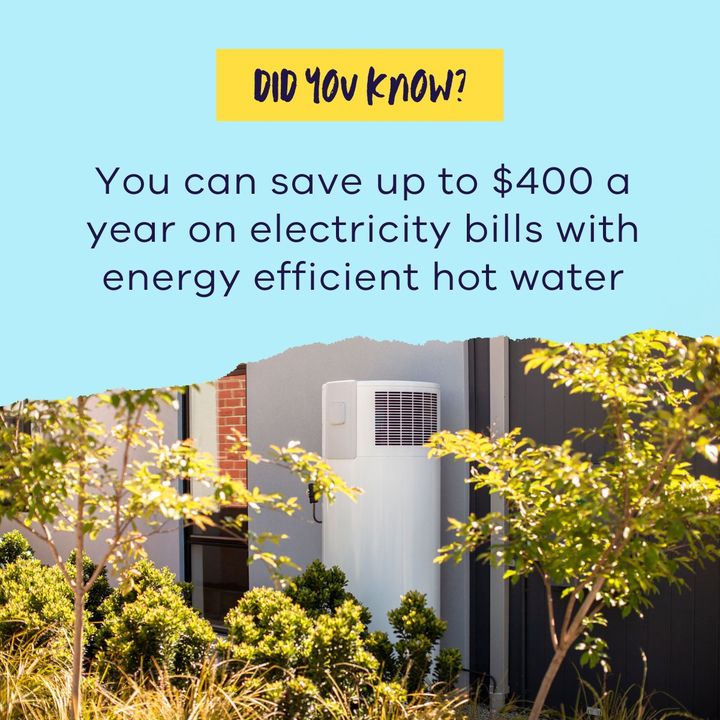 🙌 Did you know? On average, households with a heat pump or solar hot water system can save up to $400 a year on electricity bills while also reducing greenhouse gas emissions. 🚿 Find out if you're eligible for a hot water rebate of up to $1,000: solar.vic.gov.au/hot-water-reba…