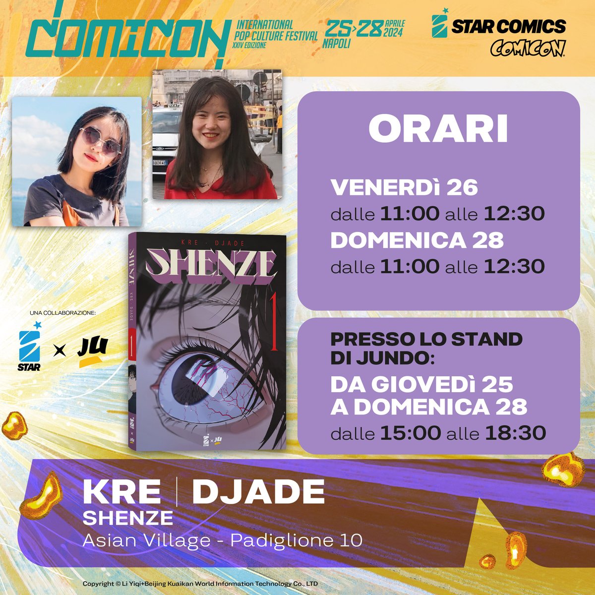 EdStarComics's tweet photo. *Post 2/2*
Ecco gli orari dei firmacopie degli autori nostri ospiti a @comiconitalia! Nella news trovate il regolamento completo per partecipare.
👉 https://t.co/lk9VbcOrnI
#StarComics #napolicomicon2024 #comicon2024 #ILoveManga #ILoveComics #AstraComics https://t.co/bZE7cbO1zk