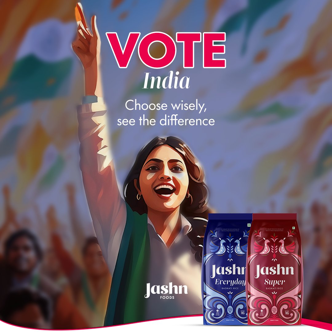 The biggest celebration of the largest democracy begins today! Let’s make a constructive change together. Use your right to vote and decide the future of India.
.
.
#ChaloJashnBanateHai #JashnFoods #TheFinestBasmatiRice #ElectionDay #LokSabhaElections2024
