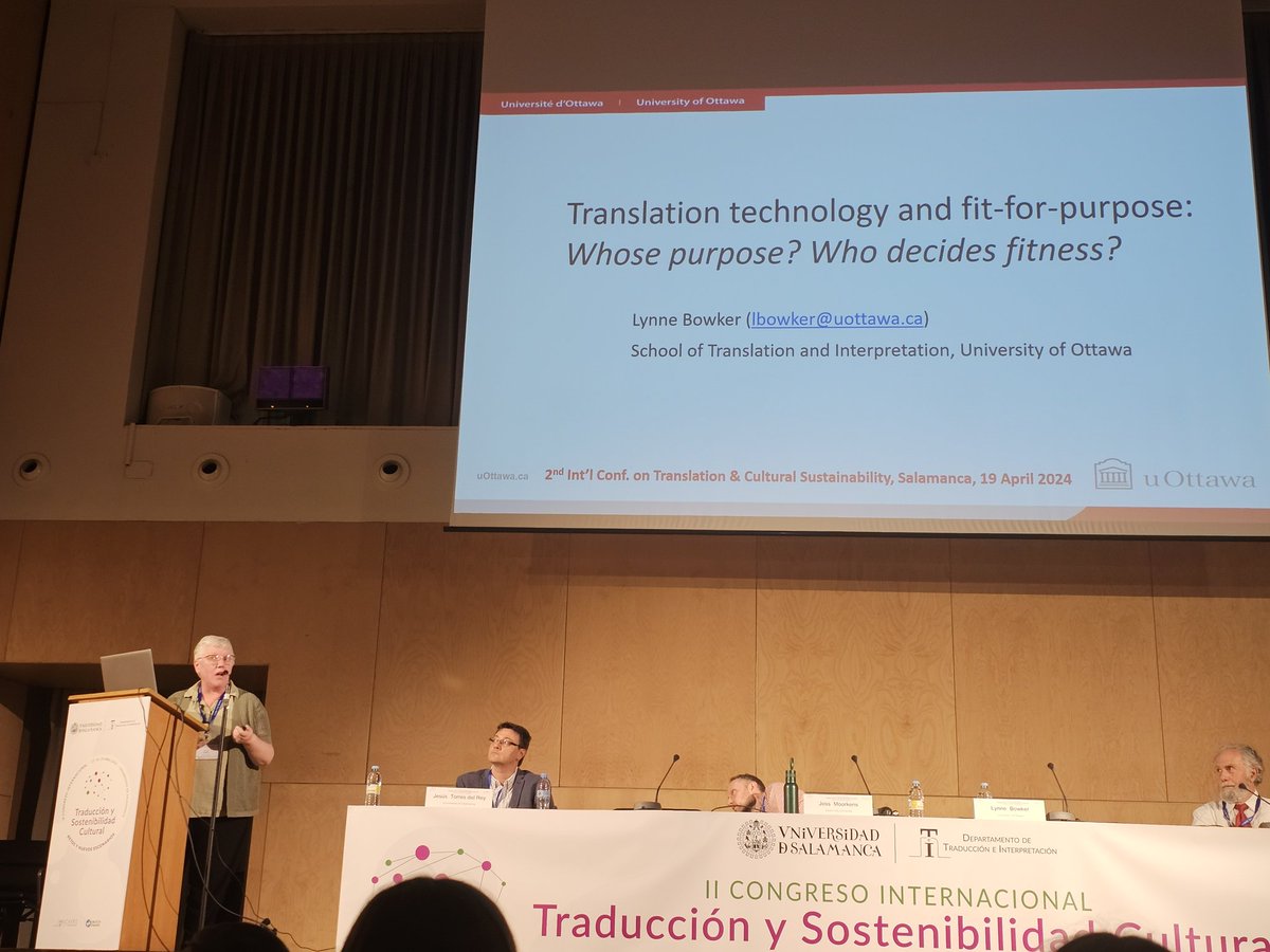 Chris Mellinger (@cdmellinger) on Twitter photo The final roundtable <a href="/congre_trad2024/">Congreso Int. Traducción y Sostenibilidad Cultural</a> on translation technologies. Up first, <a href="/bowkerl/">Lynne Bowker</a> with a broad view of tech and its use. The final roundtable <a href="/congre_trad2024/">Congreso Int. Traducción y Sostenibilidad Cultural</a> on translation technologies. Up first, <a href="/bowkerl/">Lynne Bowker</a> with a broad view of tech and its use.
