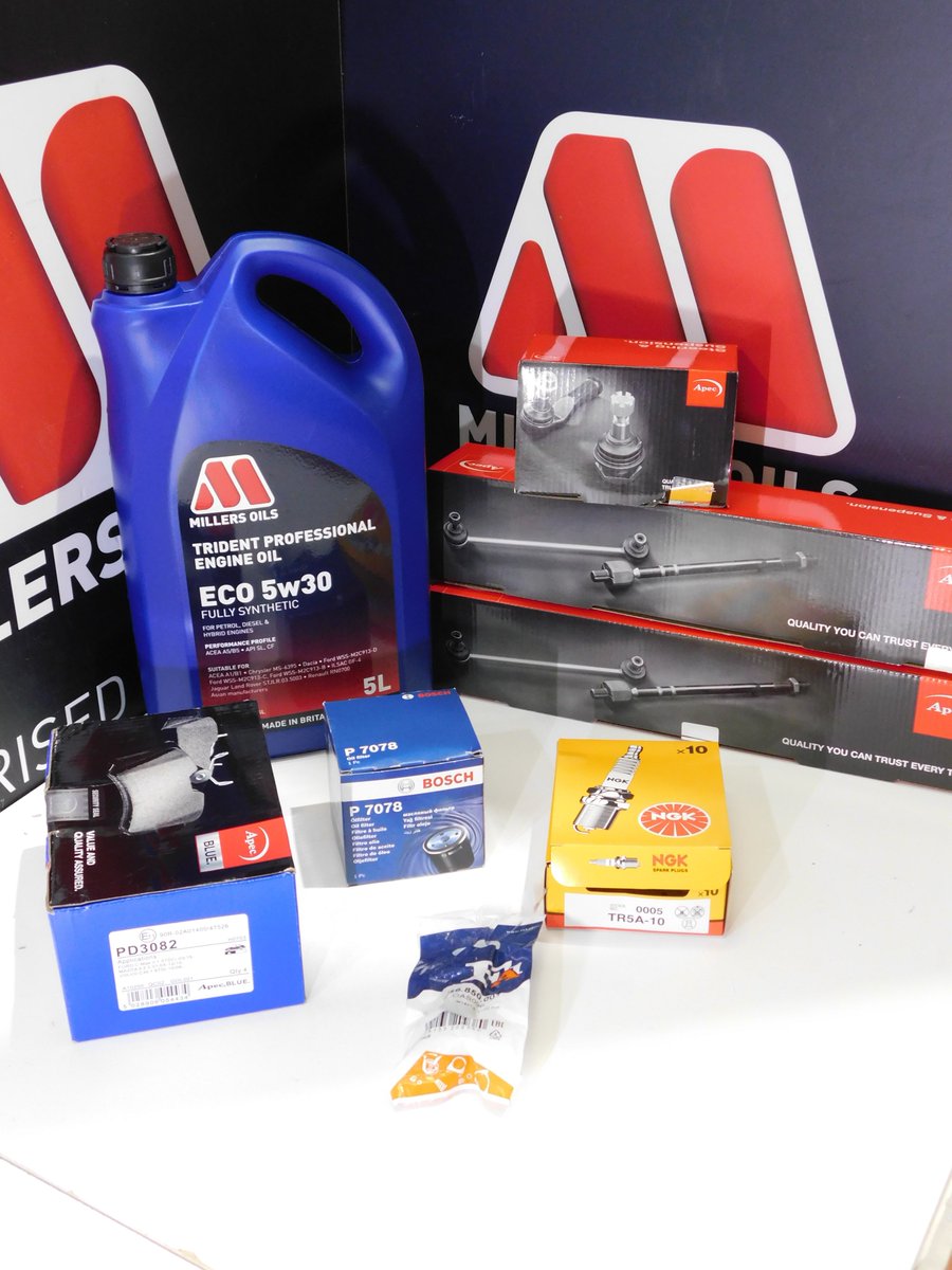 Service kit  with Apec Blue front brake pads, Apec front link rods + Apec rear link rod.

shop.fosautoparts.co.uk

ebay.co.uk/str/FoS-Autopa…

#fosautoparts #MillersOils #Bosch #ngk #Apec