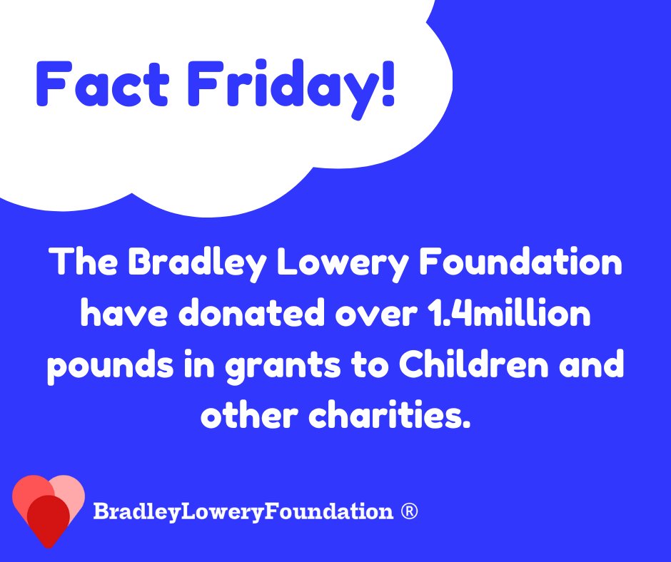 Fact Friday!

The Bradley Lowery Foundation have donated over 1.4million pounds in grants to Children and other charities.

 #Workingtogether