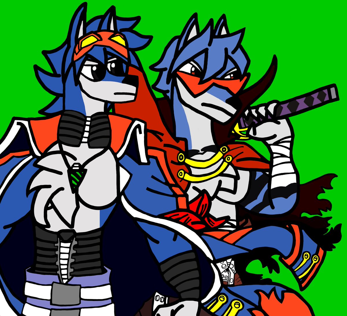 Commission from Fortkavanagh. He ask me to draw Simon and Kamina as Hellhounds. (Simon and Kamina is from a anime show called, Gurren Lagann.)