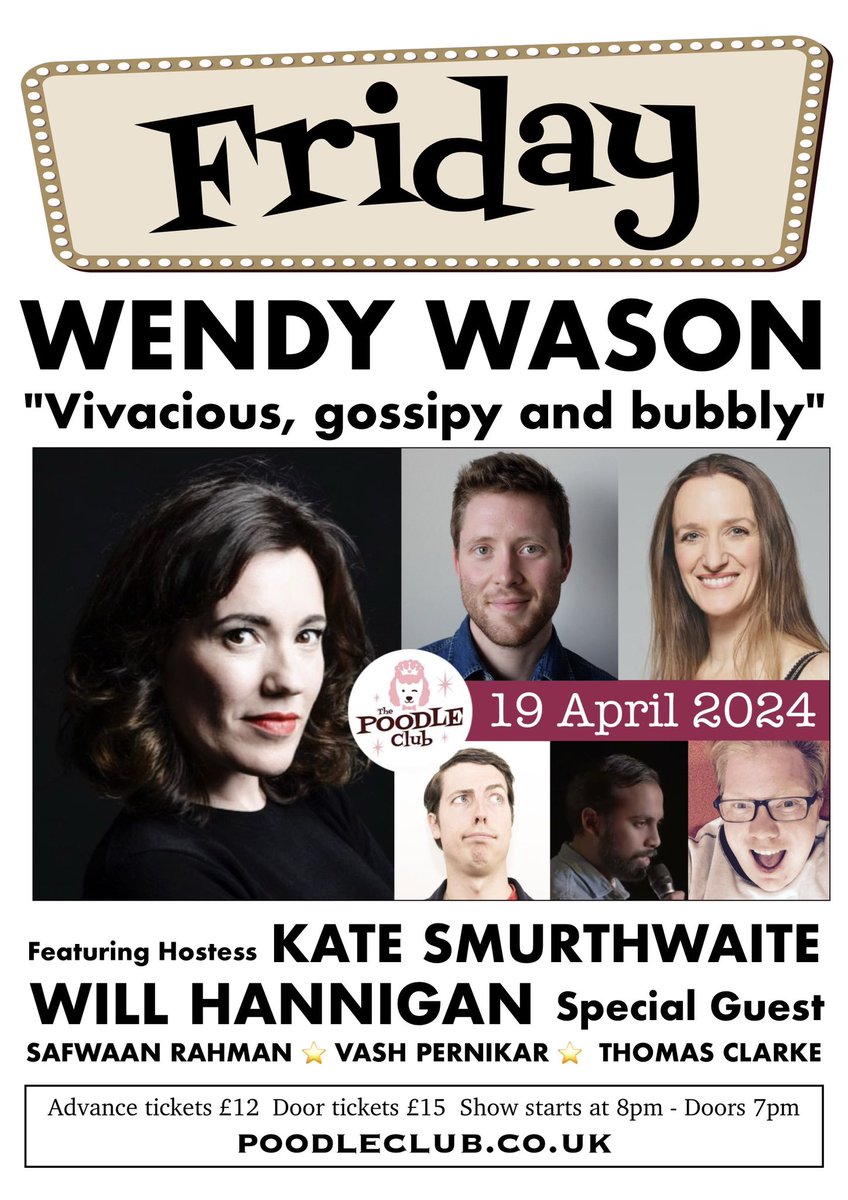 Would you just look at all these sexy comedians we have for you tonight! Grab your tix here 👇 wegottickets.com/event/614695 @Wendy_Wason @Cruella1 @Love_SE4 @VashPernikar