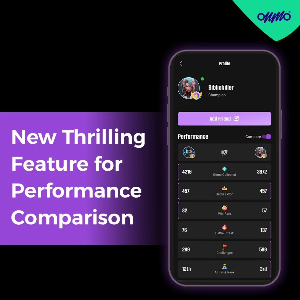 Gaming on ONMO is now more competitive than ever. Swipe to the last image to view our new feature that's making big noise! . . . #ONMO #DarkTheme #ProductUpdate #NewFeature #MobileGaming #GamingIndustry #CloudGaming