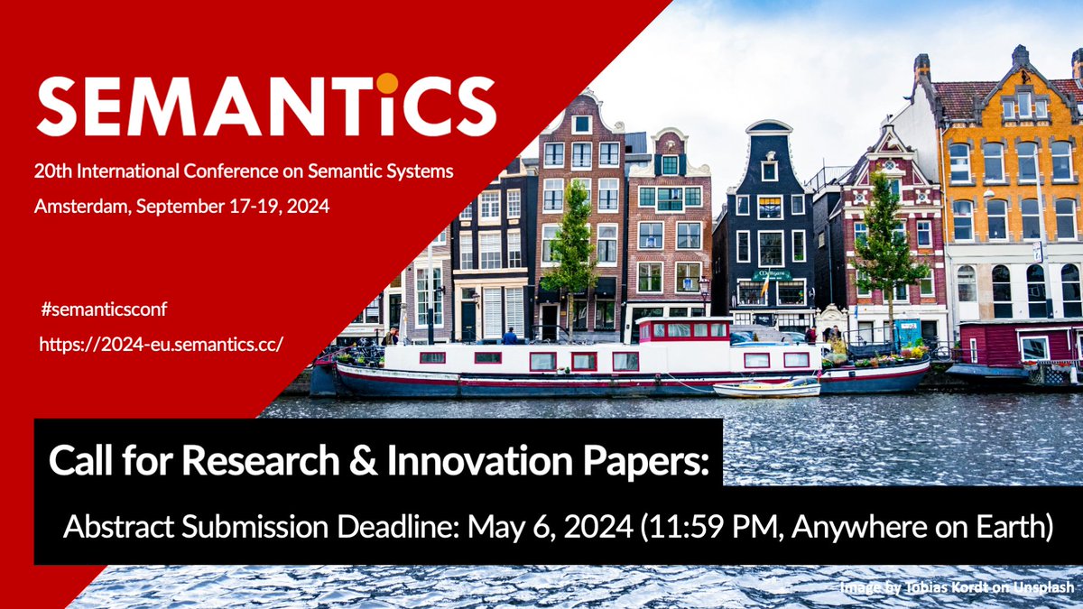 Exciting news this Friday! The deadline for the Research & Innovation Track has been extended: Abstract: May 6th Full Paper: May 13th Submit your work for a chance to get published and to be part of an event filled with exciting opportunities! 2024-eu.semantics.cc/page/cfp_rev_r…