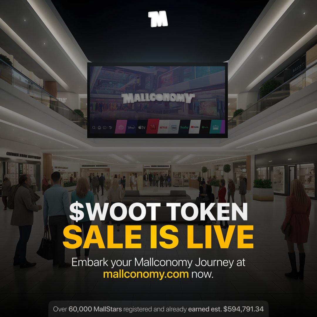 mallconomy's tweet photo. The $WOOT token sale is officially LIVE! 🌟

Join us on https://t.co/N5UMGPGYGZ to secure your first $WOOT tokens and be part of the future of Mallconomy. 

Let's make history together! 🤝

WOOT! WOOT! #TokenSale #WOOT https://t.co/sDFkMYDJ4l