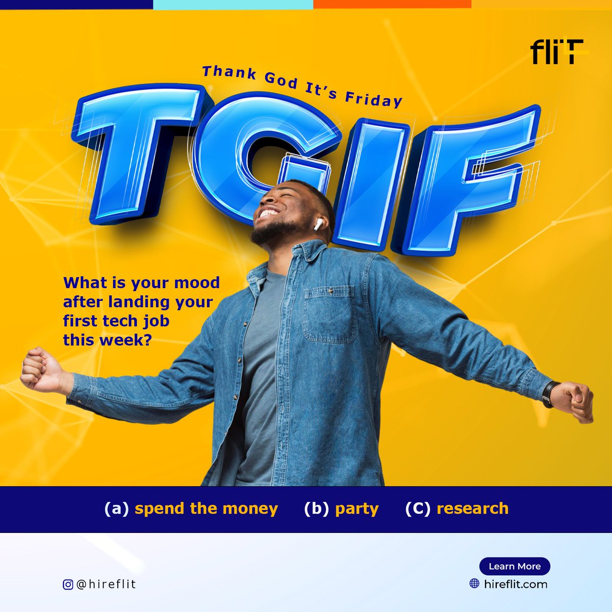 flit_inc's tweet photo. Friday is here! Embrace the vibes and make today a day to remember! Let's do this!
#fliT #tgif #productlab #talentpipeline https://t.co/LuAMqOcsag