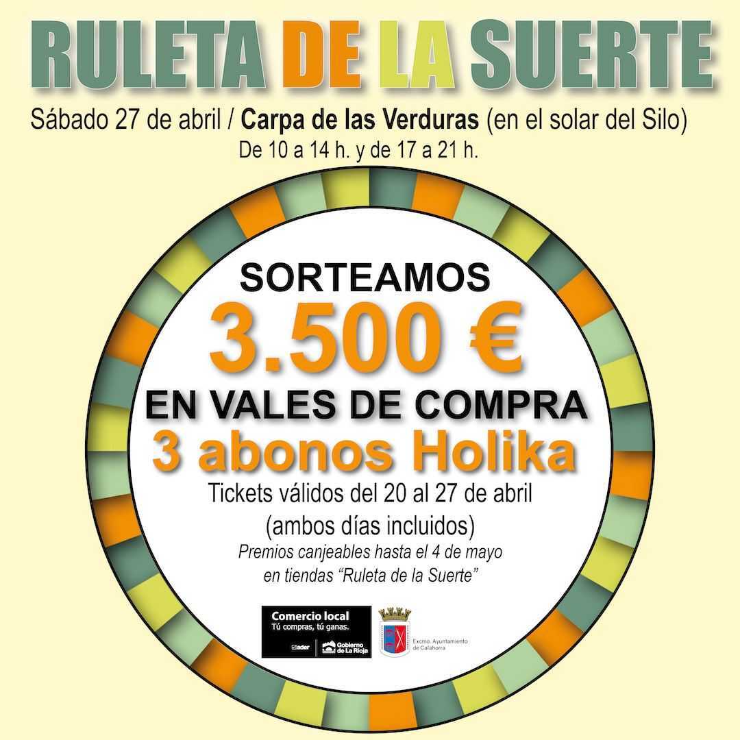 ¡Participa en la Ruleta de la Suerte con tus compras en los establecimientos SAGAR de #Calahorra!
El día 27, acércate con tus tickets a la carpa de las verduras (en el solar del Silo) y haz tu tirada!
Suerteeeeee! 🍀🍀🍀🍀🍀🍀
<a href="/aytocalahorra/">Ayuntamiento de Calahorra</a> #calahorraciudadcomercial