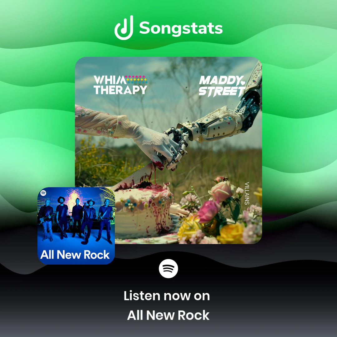 <a href="/maddyftchords/">Maddy Street</a> Heck yeah! Your track "Villains" was added to the editorial playlist 'All New Rock' with over 462K Followers on Spotify! Discover even more awesome insights on the Songstats App.