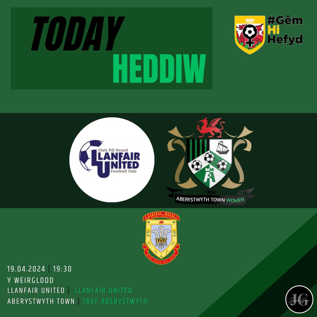 🔥 DIWRNOD GÊM/MATCHDAY 🔥 🆚 @LlanfairUtdFC 🏆 CWFA Cup Final 🕢 KO: 7:30pm 📍 LD6 5BP 📲 Updates to come across our social media channels. 👊 Support the girls at Rhayader if you can! #ATWFC | 💚