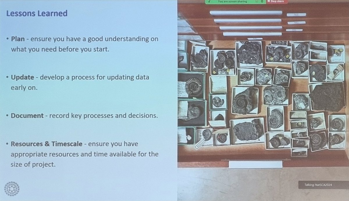 Nat_SCA's tweet photo. Katy and Ellie from @NHM_London just gave us a great overview of how to deal with measuring 28 million specimens in order to plan a massive move #natsca2024 https://t.co/bvFDTEVtIn