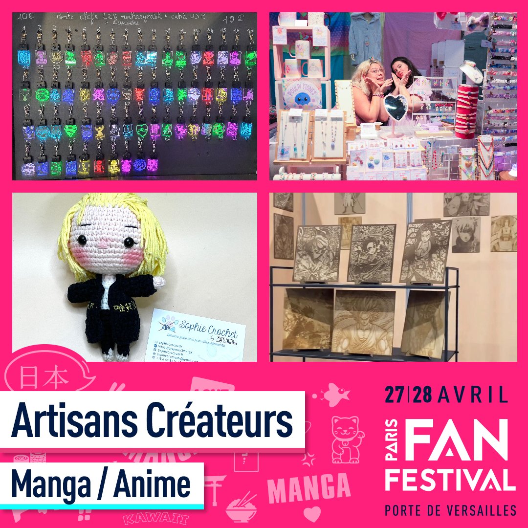 Découvrez les merveilles du marché des artisans créateurs du Fan Festival ✨

💡 Bois et Cie
💮 <a href="/poulpicreation/">poulpi</a> x <a href="/YumeMoonStudio/">Yume Moon Studio💜</a>
🧶 Sophie Crochet
🌲 Wooden Touch

parisfanfestival.com/billetterie/ 🎟️