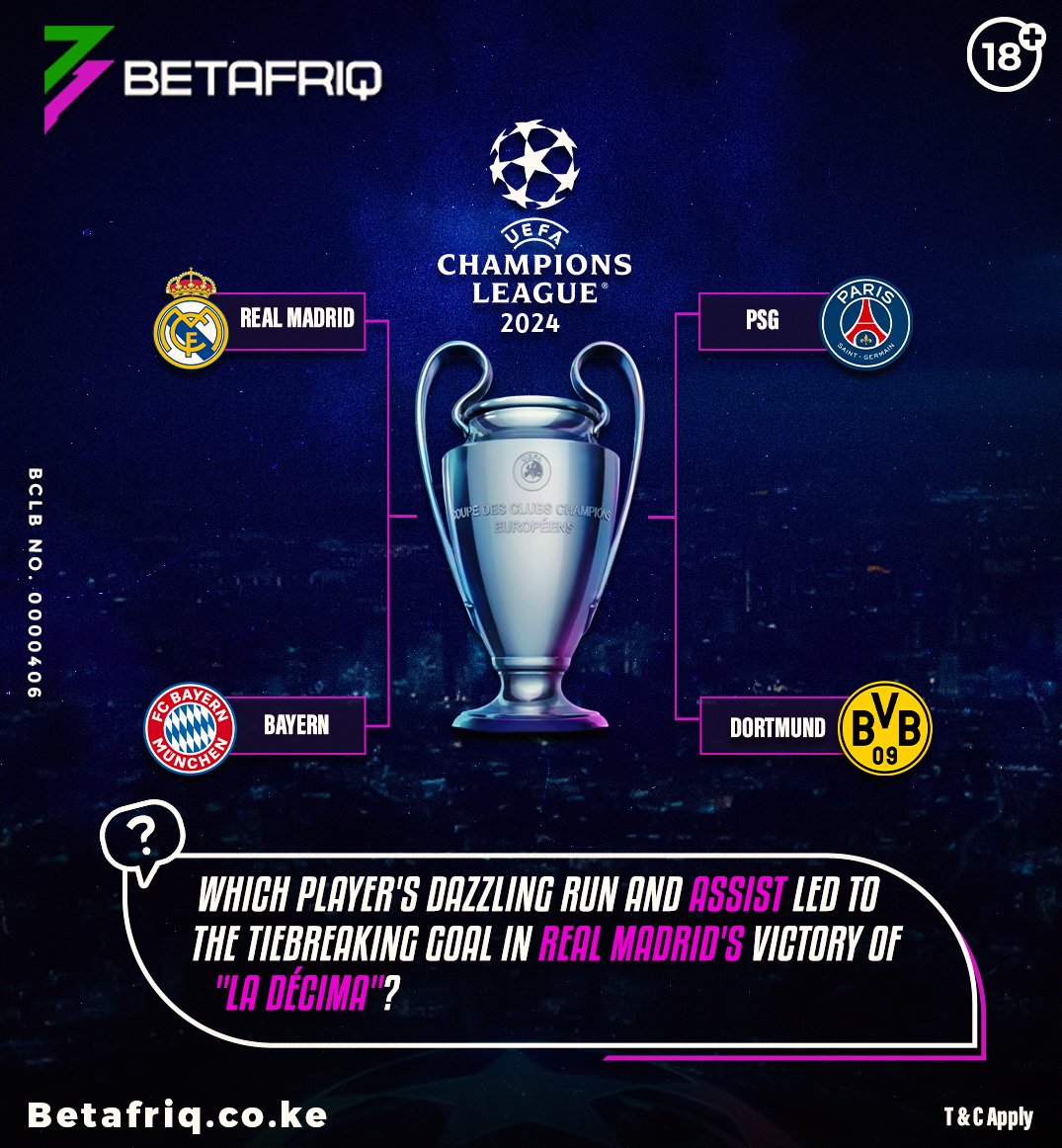 🚨 Can #RealMadrid add another star to their kit this season? ⚪🏆 #UCL #FridayTrivia ➡️ FREEBET up for grabs! 🤑 🔞| 𝐓&𝐂 𝐀𝐩𝐩𝐥𝐲 [MUST INCLUDE YOUR PLAYER ID] #AnythingIsPossible