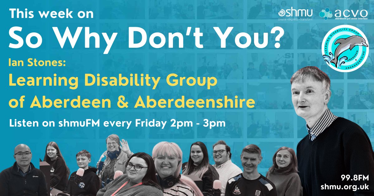 📻 Today on So Why Don't You...

🗣 @Mike_ACVO speaks with special guest Ian Stones from @aberdeenshir!

🔉 Tune into shmuFM today 2-3pm and discover all the latest third sector news and community updates in #Aberdeen

🎧 Listen on 99.8FM or online at shmu.org.uk