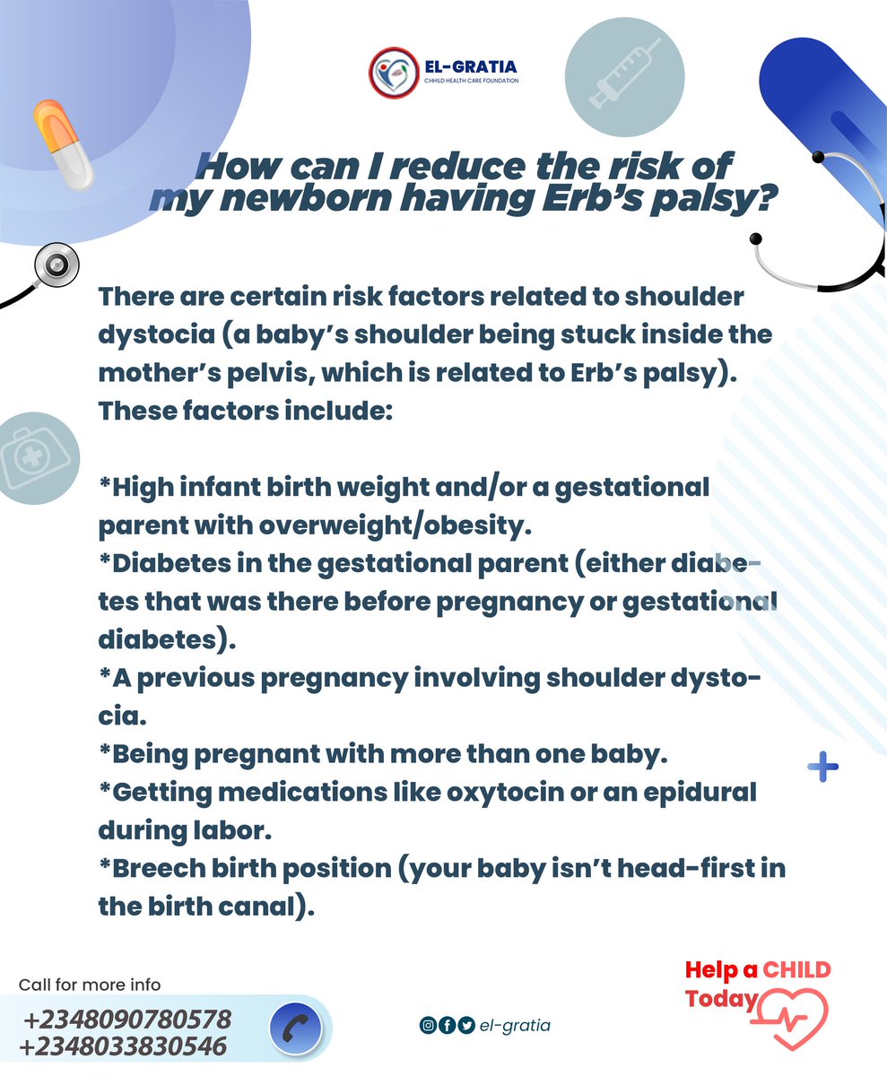 How to reduce the risk of newborn having erb's palsy 

#health
#healthylifestyle #healthcoach #childhealt #childhealthstudy #childhealthtips #childhealthnursing #childhealthinitiative #childhealthawareness #elgratia #healthfoundation #love