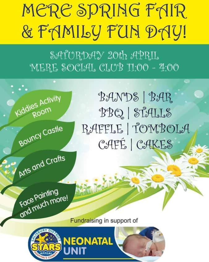 Tomorrow Saturday 20th at Mere Social Club, it’s the Mere Spring Fair and Family Fun Day!  And it’s all in aid of the @StarsAppeal Neonatal Unit. On from 11am-4pm.
#salisbury #mere #springfair #familyfunday #starsappeal