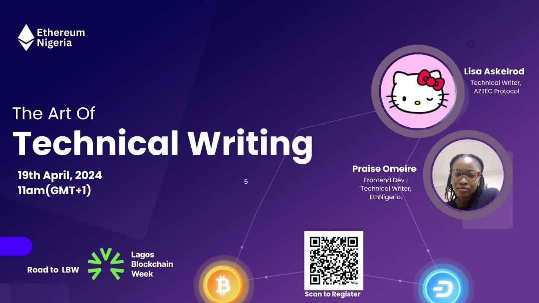 LagosBlockWeek's tweet image. Road to Lagos Blockchain Week:

If you are curious or interested in understanding technical writing. Join us now!

youtube.com/watch?v=MKrGHQ…

#technicalwriting #web3