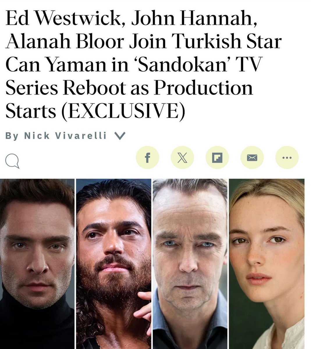 📌Can Yaman'ın başrolünde yer aldığı 'Sandokan' dizisinin kadrosuna Ed Westwick, John Hannah, Alanah Bloor, Madeleine Price, Gilberto Gliozzi, Mark Grosy ve Samuele Segreto katıldı.