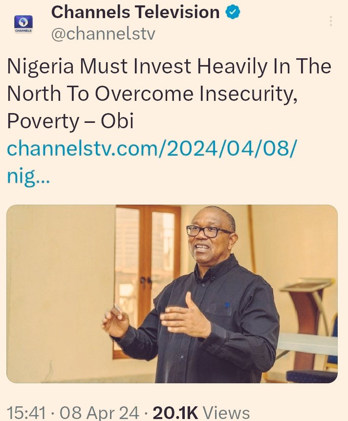 Gbagam,Obidiots~ what says una. @PeterObi ti's malam here is anti igbo, i personally detest him, everything abt him na fake,yes daddy group from churches una support for him was to help north & his gayish styles. He was going to invest in the north begging for peace with Gumi.