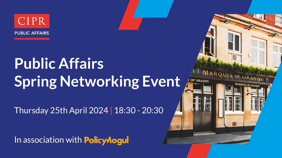 Next week we're with <a href="/CIPR_Global/">Chartered Institute of Public Relations</a> for their Public Affairs Spring Networking event. Non-members are welcome and we'd love to see you there: cipr.co.uk/CIPR/Events/Ev…