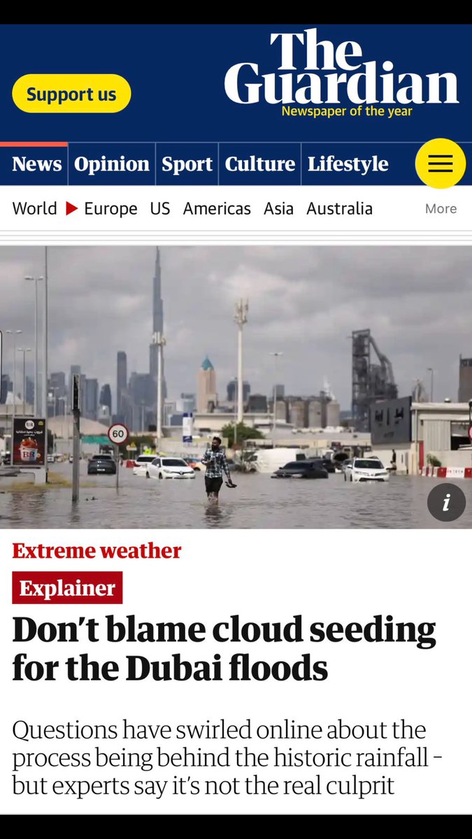 Why not?

We know the UAE conduct cloud seeding exercises.

We’ve seen the control rooms.

Bloomberg News admitted it was the reason.

Floods like these have NEVER been seen before - it’s not a coincidence.