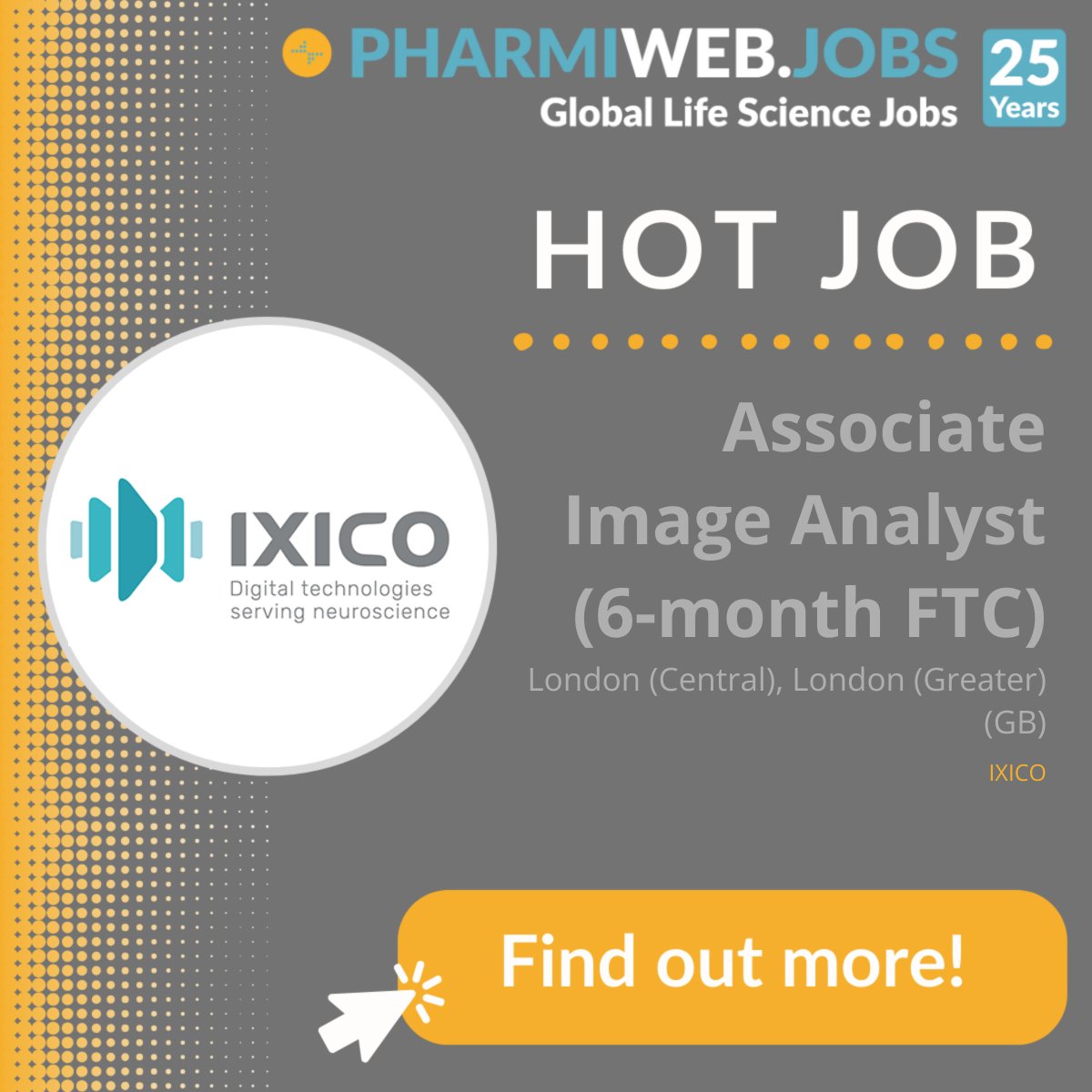 IXICO, a leading neuroimaging CRO, is currently hiring an Associate Image Analyst to help them deliver their medical image analysis solutions to large clinical trials. Find out more and apply now: buff.ly/3vXfttO #ixico #neuroimaging #clinicaltrials #medicalimaging