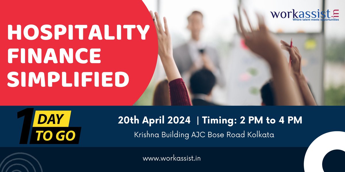 1 Day Left to Register for Hospitality Finance Simplified!

Register now: forms.gle/gNCWppv2LMErWv…

#HospitalityFinance #HotelFinance #RevenueManagement #Profitability #KolkataEvent #Workassist #WaytogoConsultants #hospitalityfinance #accounting #hospitalityfinance #accountingtips