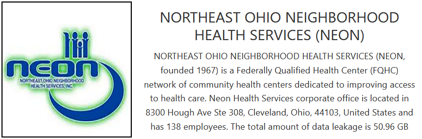 MEDUSA #ransomware group has added NORTHEAST OHIO NEIGHBORHOOD HEALTH SERVICES (neonhealth.org) to their victim list. #USA #medusa #cyberattack #darkweb #databreach