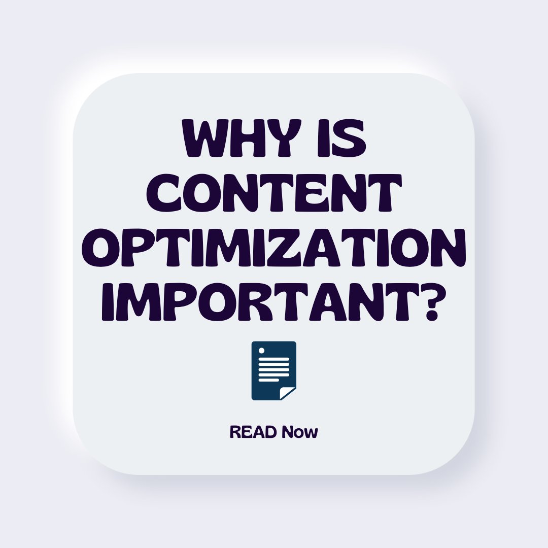 Why Is Content Optimization Important?

Enhances visibility
Stands out in competition
Improves rankings
Resonates with audience
Achieves marketing objectives.

 #ContentOptimization #SEO