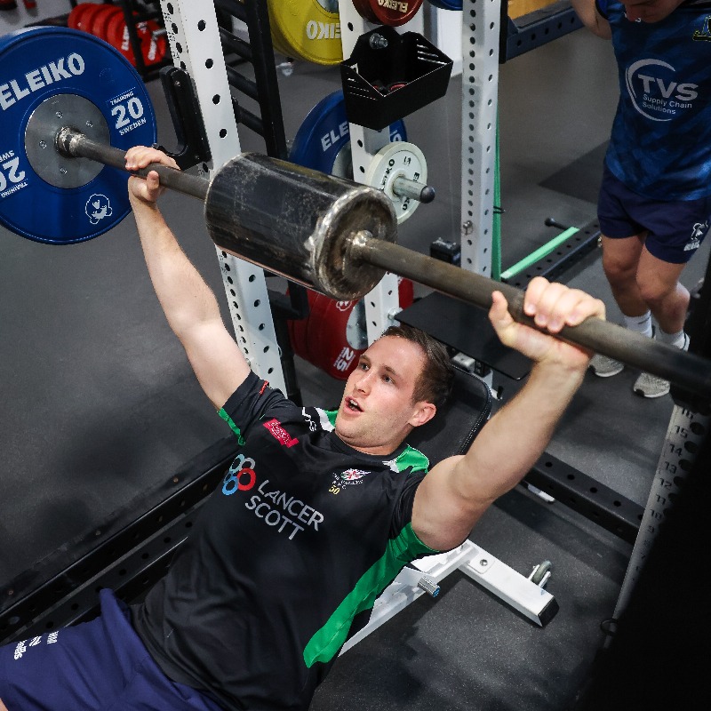 BristolBears's tweet photo. The lads rocking local club colours in the gym ahead of Combination Day on Sunday! 🏋️‍♂️

Which club shirts can you spot? 👀