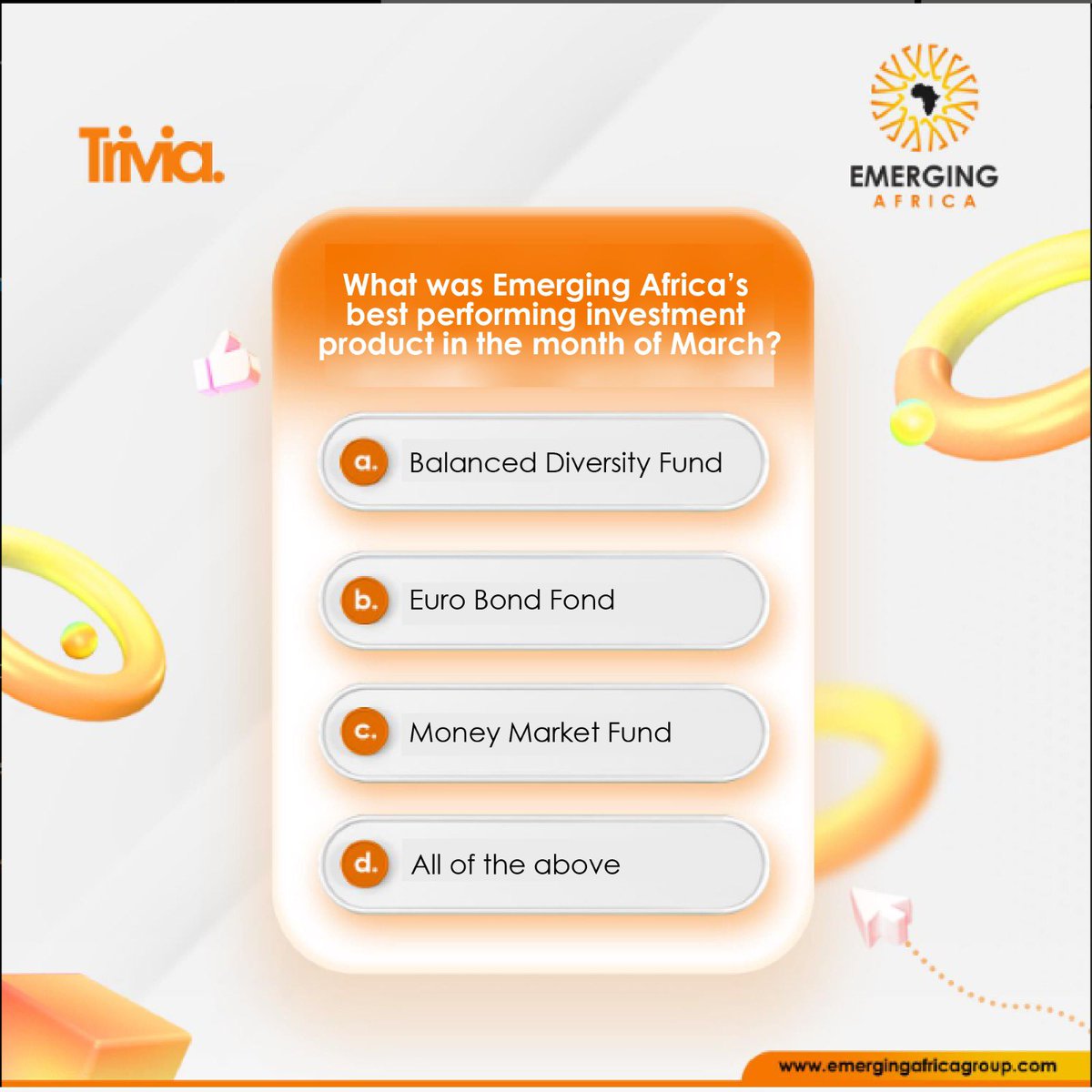 Who else is excited about Trivia Friday? 🕺

Are you ready to win some goodies?

Winners will be picked from the comments section. Make sure you are following us and have liked at least 5 of our posts to qualify.

.
.
.
.
.
.
#triviatime #triviafriday #emergingafricagroup