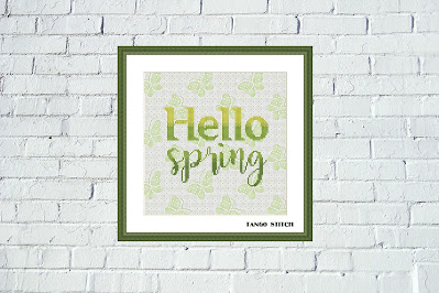 Tango Stitch easy cross stitch designs: Hello spring typography green butterfly cross stitch pattern tangostitch.blogspot.com/2021/03/hello-… 
#crossstitchpattern #crossstitch #needlecraft #stitching #embroidery