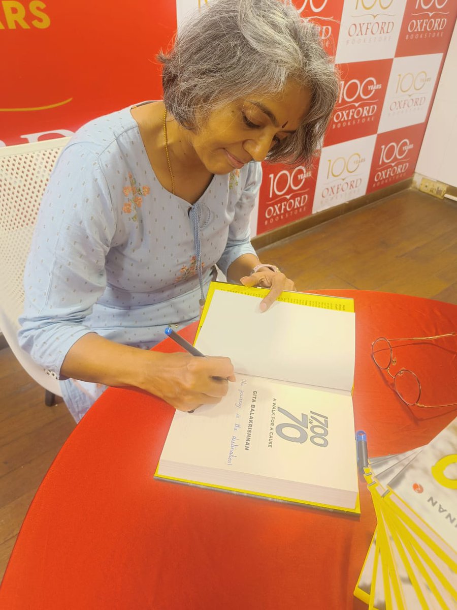 Check out these pictures from @gita_ethos's book signing at @oxfordbookstore and @Bahrisons_books Kolkata. #1700In70