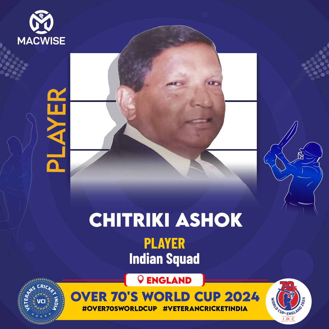 #TeamIndia | We're thrilled to announce Mr. Chitriki Ashok will represent the India squad at the Over 70's World Cup 2024! Prepare as the cricketing legends grace the field.
@West50s | @Over50sC | @BCCI | @MumbaiCricAssoc | @cricketworldcup
#Over70sWorldCup #VeteranCricketIndia