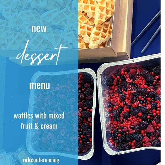 When ordering from our Hot Menu, you can now add dessert! This is one option that comes with our Burger Bar lunch menu! 🧇🫐🍓