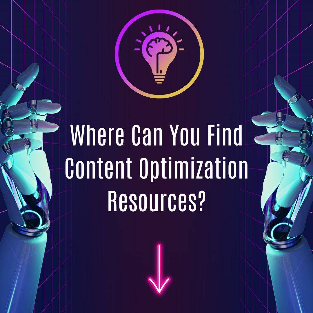 Where Can You Find Content Optimization Resources?

Online sources
Courses and training programs
SEO tools and software
Digital marketing communities. 

#ContentOptimization #SEO