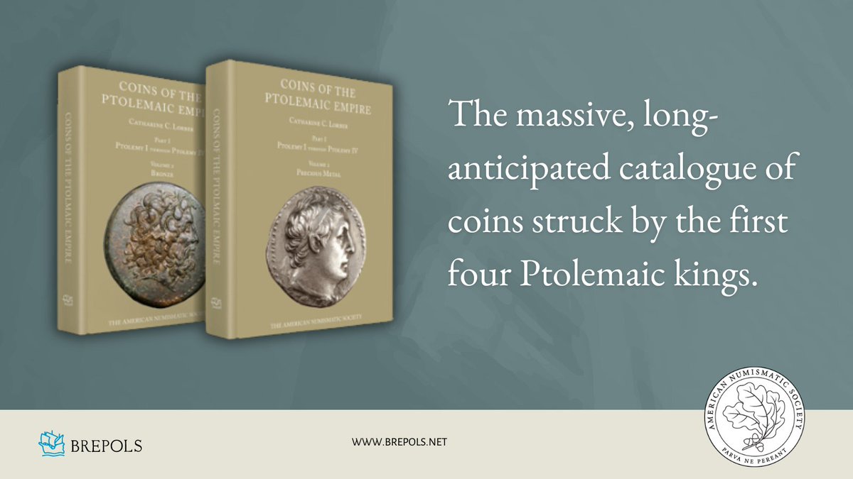 Now available from @ANSCoins #Coins of the #Ptolemaic Empire Part I: #Ptolemy I through Ptolemy IV Volume 1: Precious Metal, Volume 2: Bronze By Catharine C. Lorber Info: bit.ly/3xIRIpS #numismatics #ClassicsTwitter #Classics