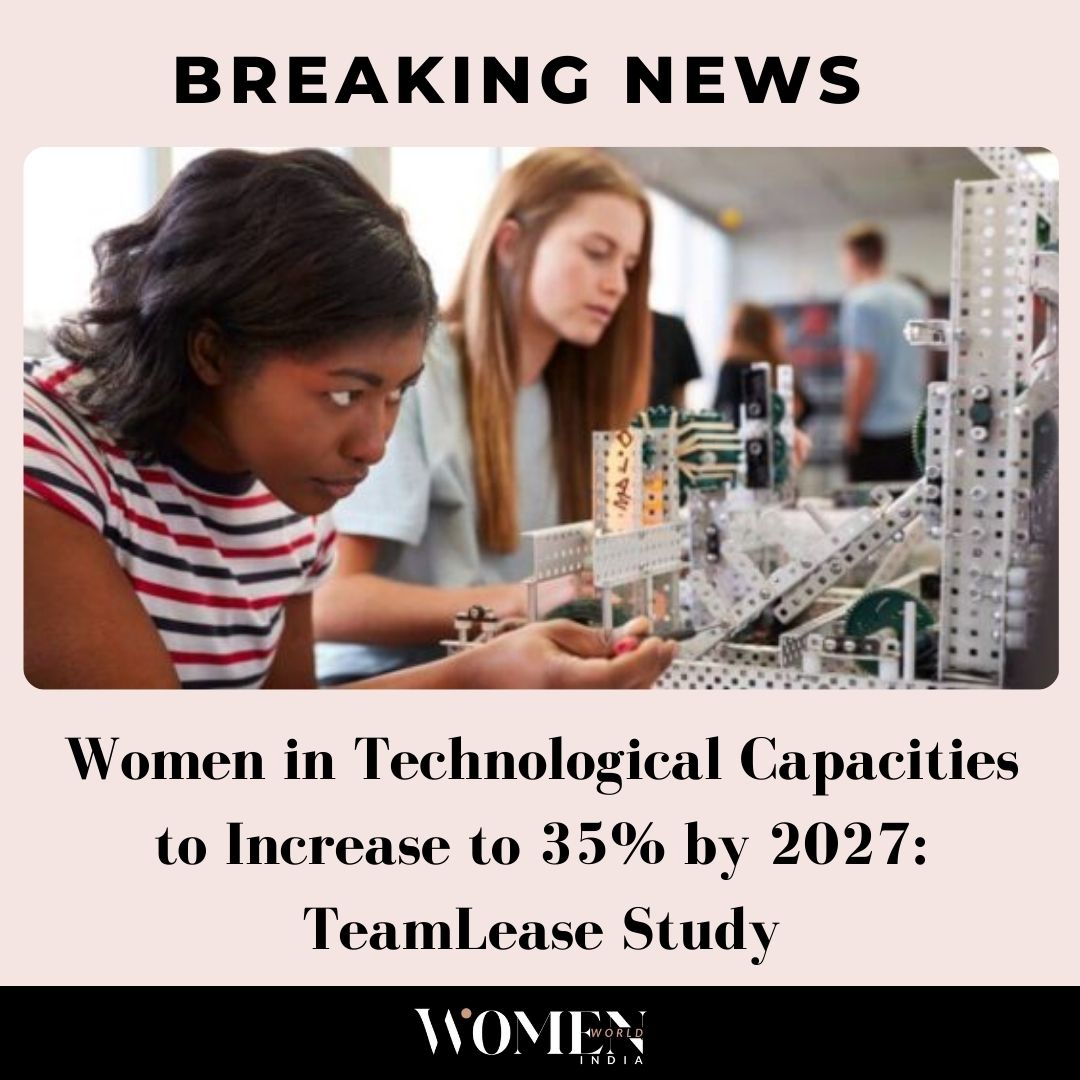 Women in Technological Capacities to Increase to 35% by 2027: TeamLease Study Read More: rb.gy/o63t3s #womenworldindia #technologicalcapacities #TeamLease #teamleasestudy #news #NewsUpdate