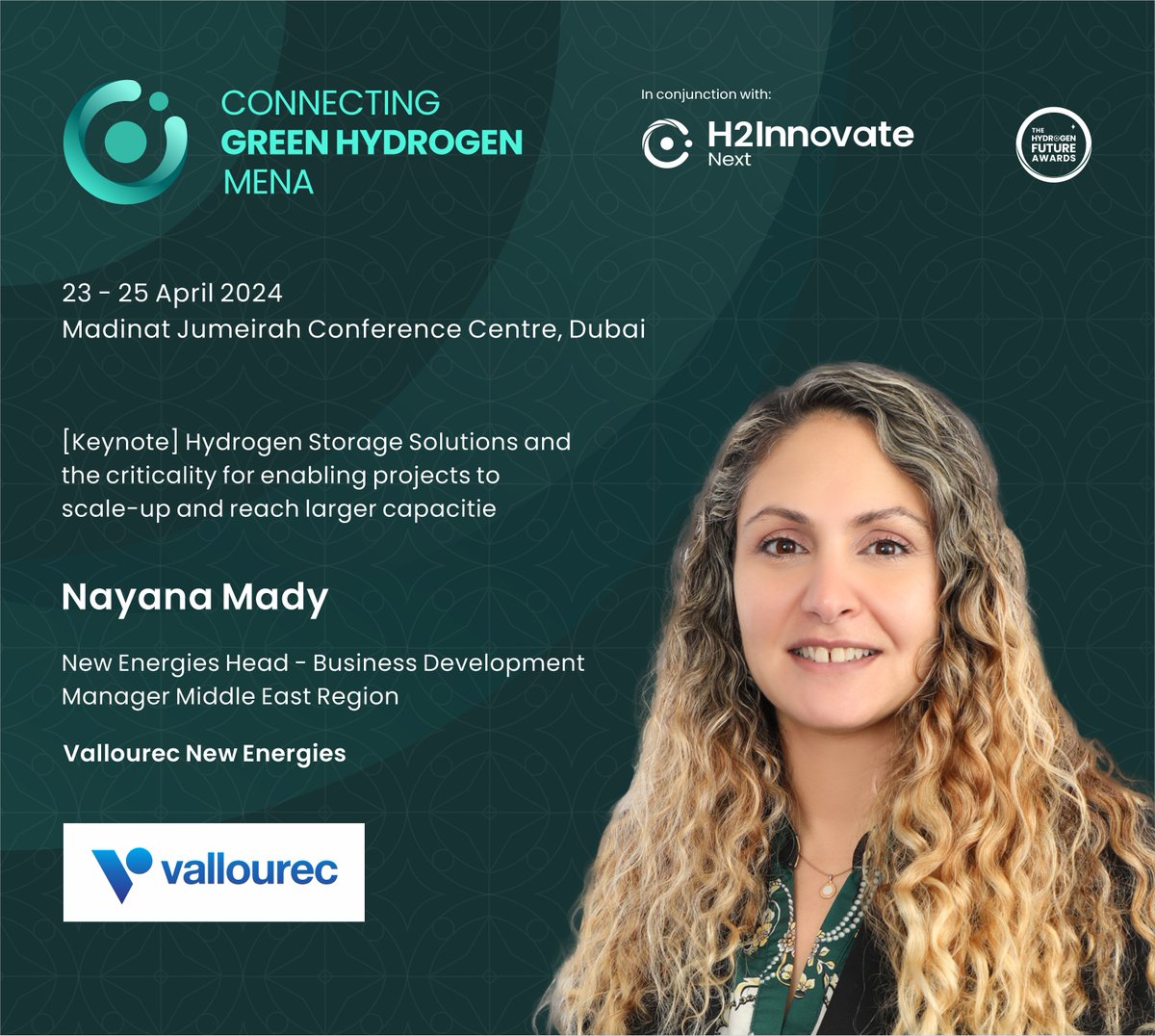 Join Nayana Mady, New Energies Business Manager - Middle East, at next week's #ConnectingGreenHydrogenMENA2024 Conference for a presentation on enabling the scale-up of hydrogen storage solutions. #CGHM2024