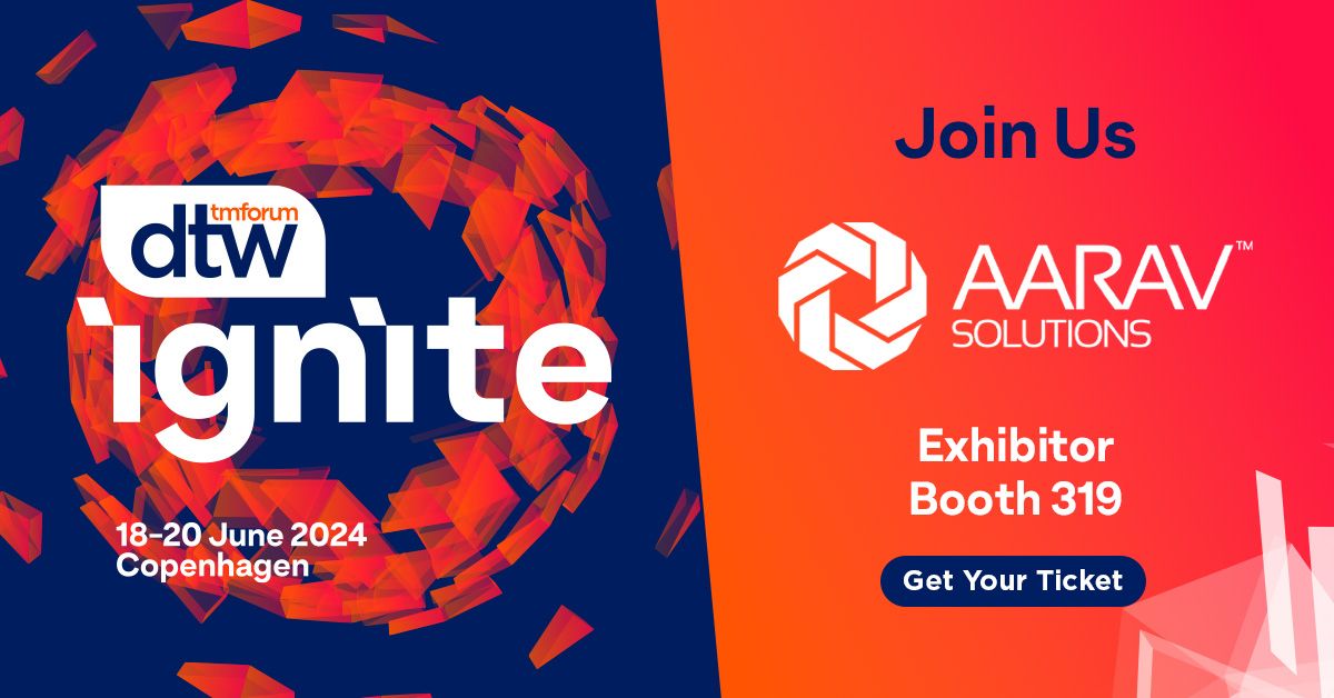 Aarav Solutions is proud to be exhibiting at @tmforumorg #DTW24- #Ignite. Register now and join us in Copenhagen from 18-20 June alongside some of the biggest names in the #connectivity industry. Learn more: dtw.tmforum.org #DigitalTransformation #GenAI #Innovation #AI