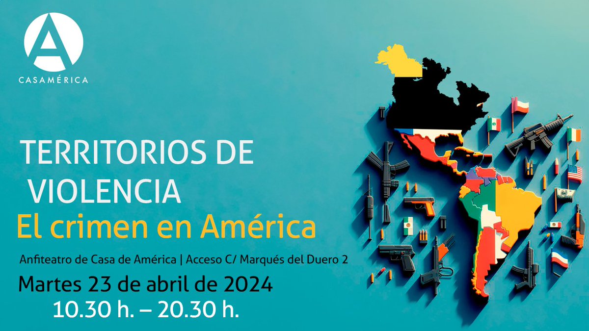 casamerica's tweet photo. 🌎 Jornada ‘Territorios de violencia. El crimen en América’.
🗣️ León De la Torre, @estherdelcampus (@unicomplutense), @NicoZevallosT, @carosampo, @josedeniscruz, @PuertoGd, @MariaMartinD, @embarahona, @Jeronimo_Rios_, @gmendozabazan y +.  
📅 23/4. 10:30.
https://t.co/ct3hU8YUZ2 https://t.co/2gnqMo5YPL